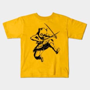 Demon Slayer Inosuke Hashibira Action Line Art Kids T-Shirt